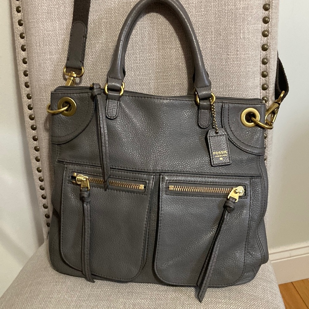 Fossil Gray Leather Women's Bag